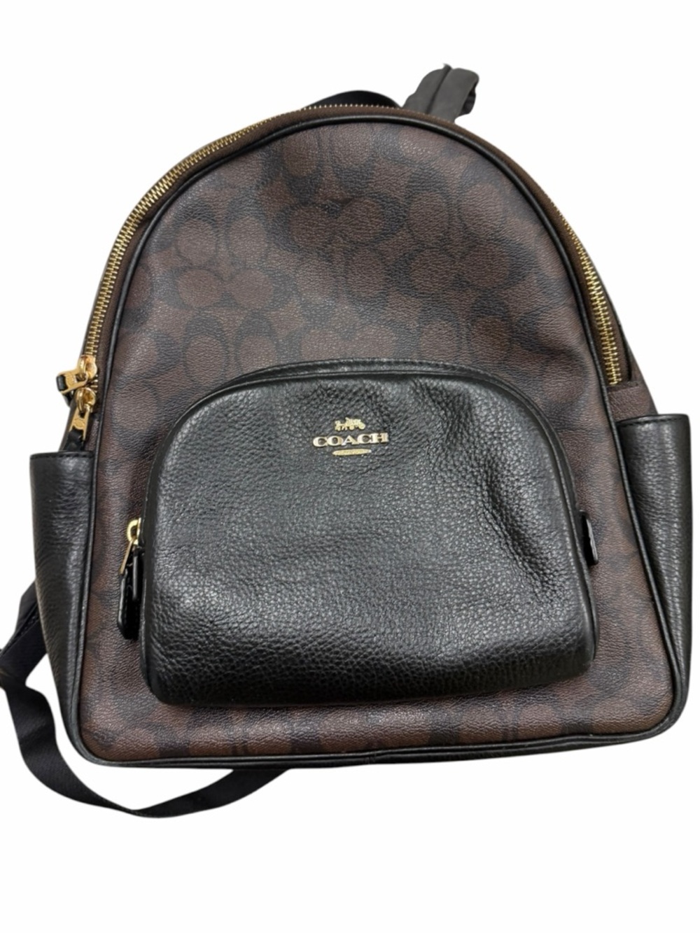 Coach Signature Mini Backpack Brown Black PVC Leather Gold Tone Women - Picture 4 of 14